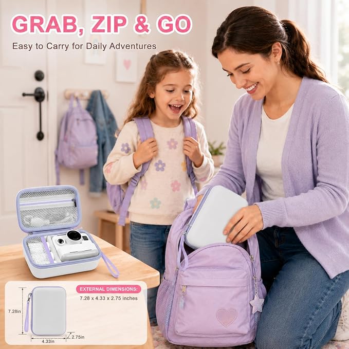 Kids Instant Print Camera Case for DYLANTO for ESOXOFFORE Cameras | Portable Digital Camera Case Organizer for ETIKEZ for YTETCN for DUDUDRAGON with Pocket for Accessories (Box Only)-White - Image 5