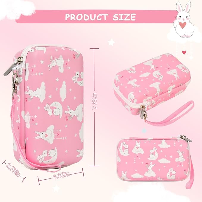 Kids Instant Print Camera Case & 3 Rolls for DYLANTO for ESOXOFFORE | Portable Digital Camera Case for ETIKEZ for YTETCN for DUDUDRAGON with Pocket for Accessories (Box Only)-Pink Rabbit - Image 5