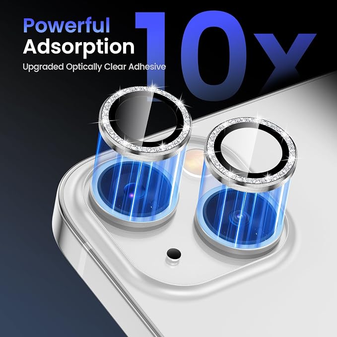 Tensea for iPhone 13/13 Mini Camera Lens Protector Bling, Camera Cover | 9H Tempered Glass Camera Screen Protector, Metal Individual Ring for iPhone13 6.1inch/ 13mini 5.4inch, HD Clear, Easy Install - Image 6