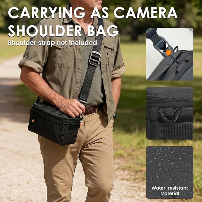 TARION Padded Camera Insert Bag Protective Framed DSLR Inner Case Organizer | Fits 1 Camera and 2 Lenses - Removable Lid Compatible for DSLR SLR Mirrorless Cameras ShellCore XS - Image 6
