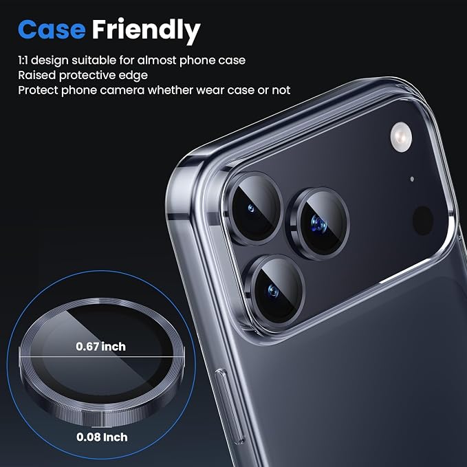 WSKEN for iPhone 17 Pro/iPhone 17 Pro Max Camera Lens Protector | Original Shooting Mode, Individual Metal Cover Film, Shatterproof HD Tempered Glass Camera Screen Protector, Deep Blue - Image 4