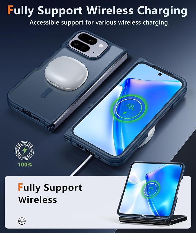 FNTCASE for Google Pixel 10 Pro Fold Case, Fit for Magsafe, Translucent | Matte Back, Strong Magnetic Charging, Slim, Tough, 14FT Military Grade Drop-proof, Anti Slip, Anti Fingerprint, Blue - Image 3