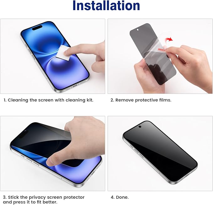 VEGO for iPhone 16 Plus Case with Privacy Screen Protector and Kickstand | Slide Camera Cover and Ring Kickstand Military Grade Heavy Duty Protection Cover for iPhone 16 Plus 6.7 Inch - Blue - Image 8