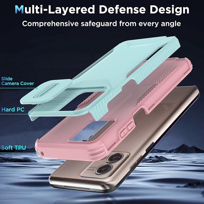 for Motorola G Stylus 5G 2023 Case with 1 HD Screen Protector & Slide Camera Cover[Military-Grade]Phone Case Heavy Duty Rugged Shockproof Protective Cover for Moto G Stylus 5G 2023(Cyan/Pink) - Image 6