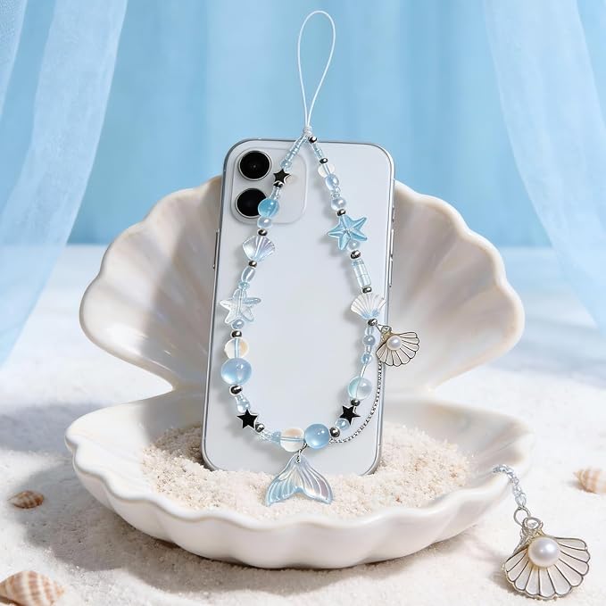 Cute Beaded Camera Wrist Strap for Phone, Digital Camera Charm Lanyard, Pearl Beaded Chain for Bag Keychain Gift - Image 6