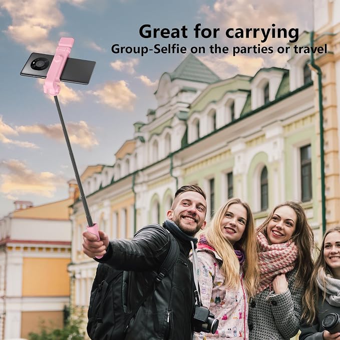 Selfie Stick Tripod, 40in Retractable Phone Tripod with Wireless Remote Control & Light, Portable Selfie Stick Tripod for Photograph, Video Recording, Compatible with All Cellphones (Pink) - Image 5