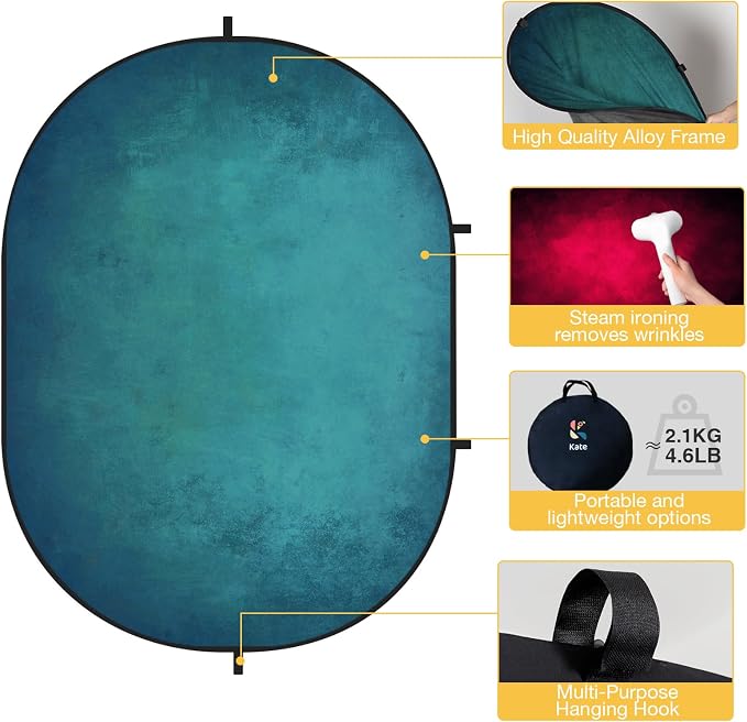 Kate 5'x6.5' Collapsible Backdrop Red Cyan Self Tape Background 171 | Collapsible Backdorp Red Cyan Pop Up Backdorp for Video Conference, Portrait Photography，live streaming - Image 3