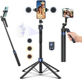 Smart Face Tracking Tripod Selfie Stick with LED Light, 360° Rotating 70" Phone Camera Stand with Bluetooth Remote, Perfect for Video Recording, Live Broadcast, and Social Media Content by Unknown