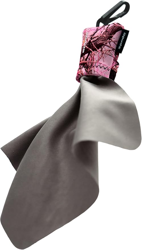 SPUDZ Ultra Microfiber Lens Cleaner with Closeable Bottom – Clip-On Pouch, Washable – for Binoculars, Scopes, Glasses, Screens | Ultra Pink Camo, 6 x 6 Inch by SPUDZ