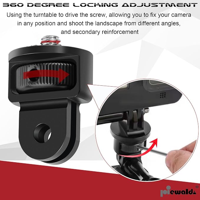 Niewalda 1/4"-20 Aluminum Camera Tripod Mount Adapter for Gorpo,2PCS | Compatible with GoPro Hero, Insta360, DJI Osmo and Standard Vlog Rig Accessories, With Reinforced Turntable Adapter - Image 3