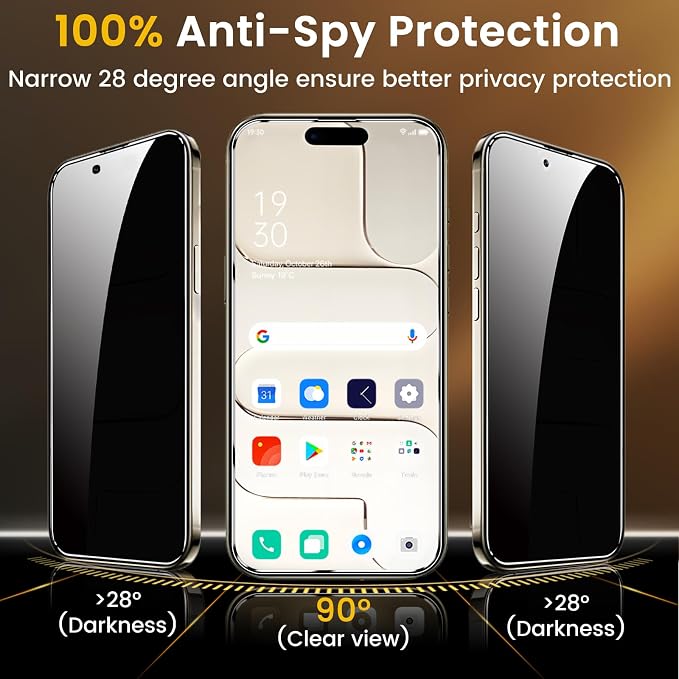 Romkasi 3 Pack Privacy Screen Protector for iPhone 17 Air 6.5 Inch with 3 Pack Camera Lens Protector, Anti Spy Tempered Glass Film, Anti-Scratch, Touch Sensitive, Case Friendly - Image 3