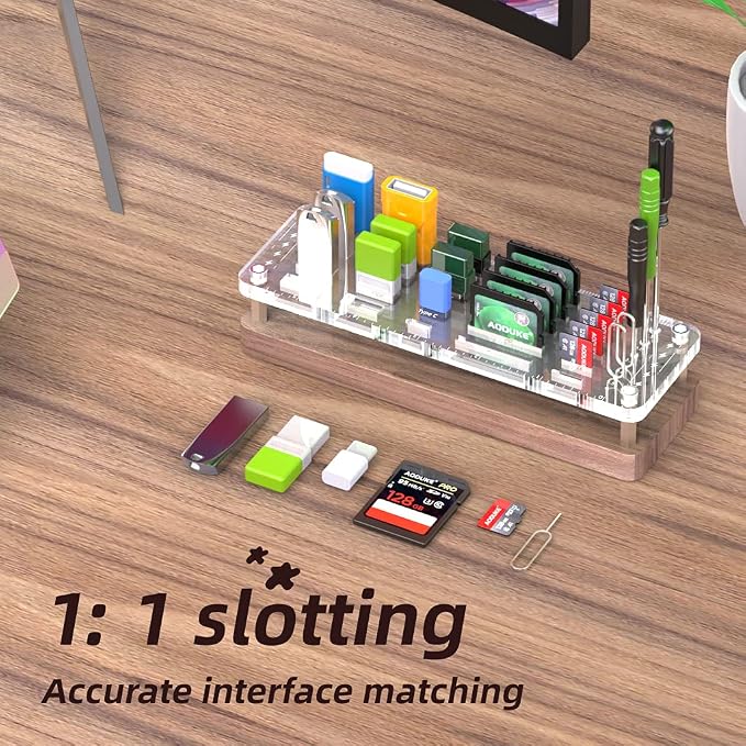 29 Slots Wooden Memory Card Case for Micro TF, USB Flash Drive, and SD Cards - Carrying Case With Screwdriver and Cell Phone Card Removal Pin Holder Desk-02MY - Image 4
