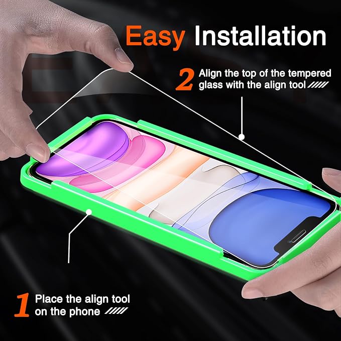 Milomdoi Screen Protector for iPhone 11,Tempered Glass | 4+4 Pack, 9H+ Hardness, Camera Lens Protector, Military Grade Shatterproof, Easy Installation, No Bubbles, Case Friendly - Image 4