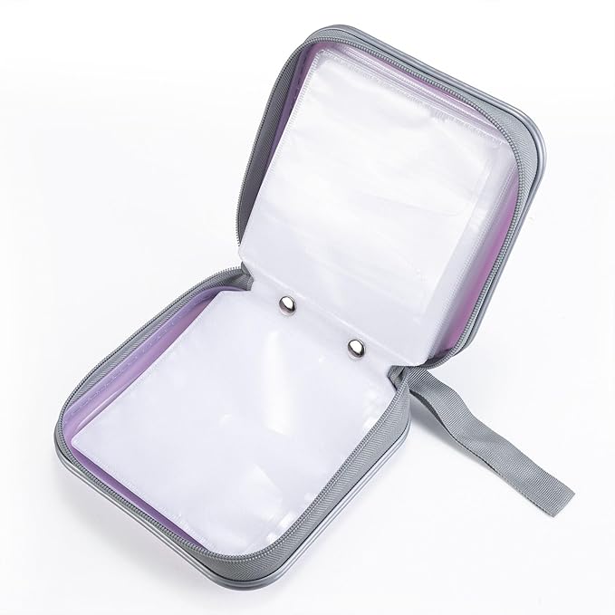 LIOVODE DVD Case, 48 Capacity Hard Plastic CD Case Holder for Car | DVD Storage, Hand Strap, Zipper Closure, Scratch-Resistant Sleeves, CD Storage for Music Blu-Ray Game Disc for Travel Office - Image 4