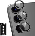 for Samsung Galaxy S25 Camera Lens Protector, Individual Metal Ring Tempered Glass Lens Cover, [Strong Adsorption] Scratch Resistant Ultra-Thin HD Clear Lens Cover, 1 Set-Black by Btscase