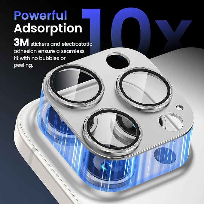 Tensea for iPhone 15 Pro Max/iPhone 15 Pro Camera Lens Protector | Metal Aluminum Alloy Tempered Glass Cover Camera Screen Protector Accessories, Case Friendly - Image 6