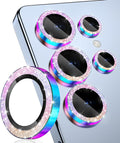 CloudValley for Samsung Galaxy S25 Ultra Camera Lens Protector Bling | 9H Tempered Glass + Aluminum Alloy Lens Protective [Glitter Decoration] Ultra-HD Camera Cover,Glitter Titanium Colorful by CloudValley