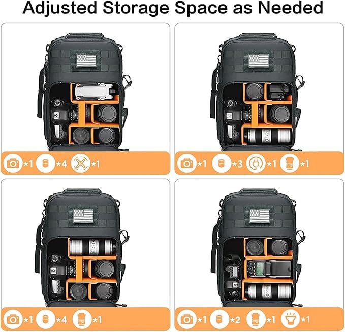 MOSISO Camera Backpack, DSLR/SLR/Mirrorless Tactical Camera Bag Case | Photography Bag with Laptop Compartment Compatible with Canon/Nikon/Sony, Gray - Image 3