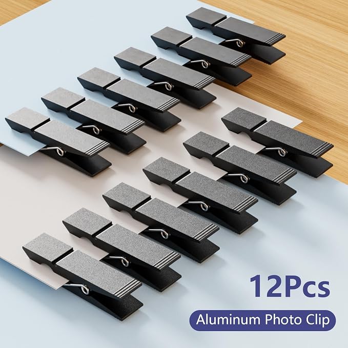 Grid Wall Hooks Clips, 12pcs Gridwall Accessories Oil Painting Sign Panel Hanging Display Siding Clips for Retail Art Exhibition Workspace Organization Storage Displays (Black) - Image 7