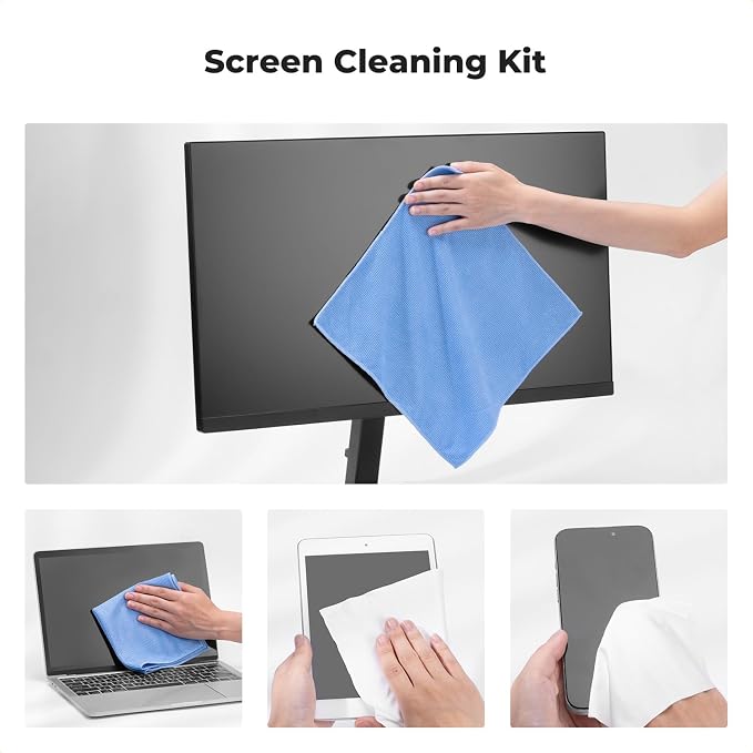 K&F CONCEPT 8-in-1 Screen Cleaning Kit, for Car, Computer, Laptop | with 250ml Cleaning Liquid, 30cm Pearl Towel, 2 Long Vacuum Cleaning Cloths, 4 Cleaning Brushes for TVs Tablets Phone Laptops - Image 2