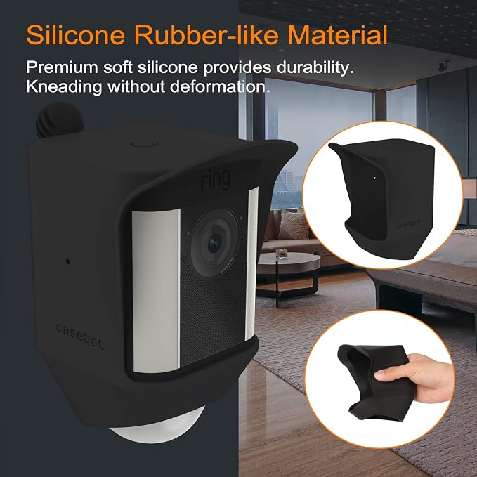 Fintie Silicone Case for Ring Spotlight Battery Cam, Black | Weather Resistant Soft Protective Cover, Dustproof Camera Skin, Hat Brim Design, Easy Slip-On Installation - Image 5