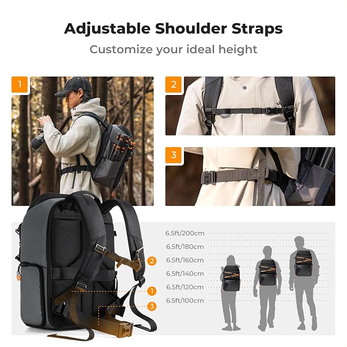 K&F CONCEPT Camera Backpack Shoulder Bag for Photographers | Hardshell Case, Multifunction Photography Backpack, 15.6" Laptop Compartment, B13 - Image 4