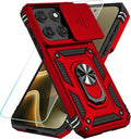 SunStory Compatible with Motorola Moto Edge 2026 Case with HD Screen Protector & Slide Camera Cover & Rotated Ring Kickstand, [Military-Grade] Phone Case for Moto Edge 2026,Red by SunStory