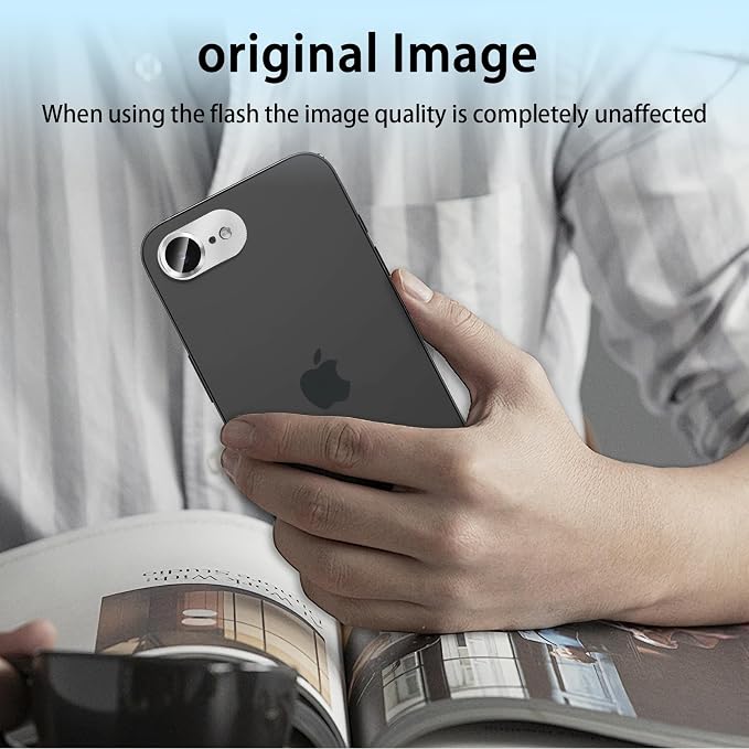 (3 Pack) Camera Lens Protector for iPhone 17e / iPhone 16e, Aluminum Alloy Sapphire Glass Camera Screen,Anti Scratch, Bubble Free,Tempered Glass Screen Protecto - Silver - Image 4