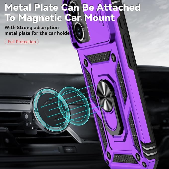 SunStory Compatible with iPhone 17 Case with HD Screen Protector & Slide Camera Cover & Rotated Ring Kickstand, [Military-Grade] iPhone Case for iPhone 17,Purple - Image 5