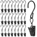 Frienda 25 Pcs Grid Wall Hooks Stainless Steel S Hooks Clips Gridwall Shelf Accessories for Hanging Outside String Lights Picture Photos Drying Clothes Garage Display Retail Art Craft (Black) by Frienda