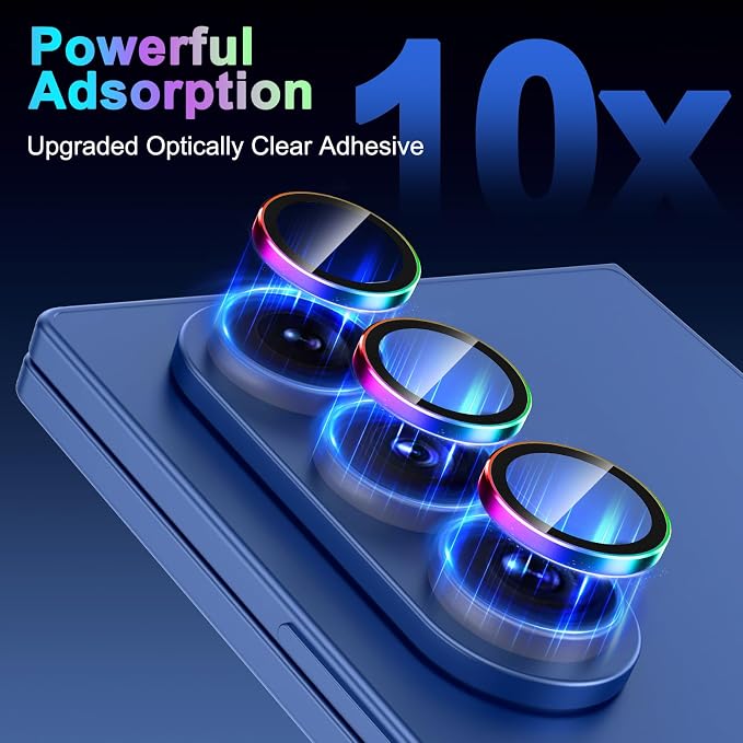 Meshine for Samsung Galaxy Z Fold 7 Camera Lens Protector,Scratch Proof,Strong Adsorption,9H Hardness with Metal Ring Camera Cover,Ultra Thin Case Friendly, Accessories Lens Protector,Colorful - Image 5