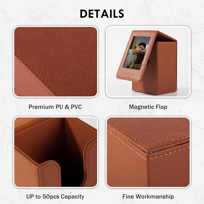 2x3 Inch Photo Holder Compatible for Instax Mini EVO/Liplay/SE/12/11/13/41/40/99/90/9/8/7S Camera Films, 3 Inch Film Storage Box, Photo Case Accessories Can Hold 50 PCS Picture - Brown - Image 2