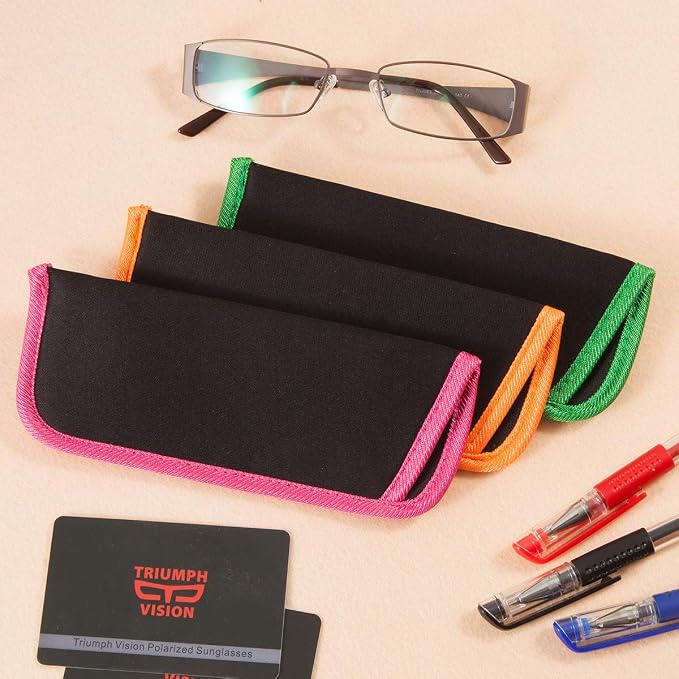TRIUMPH VISION 3 Pack Reading Glasses Pouch Soft Case Eyeglass Sleeve Slim | Alternative to Bulky Case in bag, Lightweight Lined Padded Protect Optical lens Slip in, Cute Pattern Portable for Daily Use - Image 7