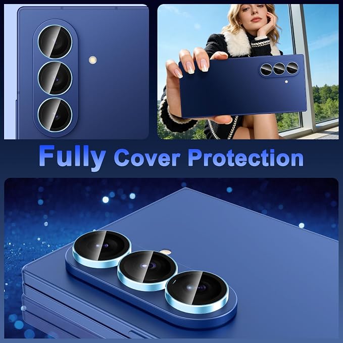 Meshine for Samsung Galaxy Z Fold 7 Camera Lens Protector,Scratch Proof,Strong Adsorption,9H Hardness with Metal Ring Camera Cover,Ultra Thin Case Friendly, Accessories Lens Protector,Blue - Image 8