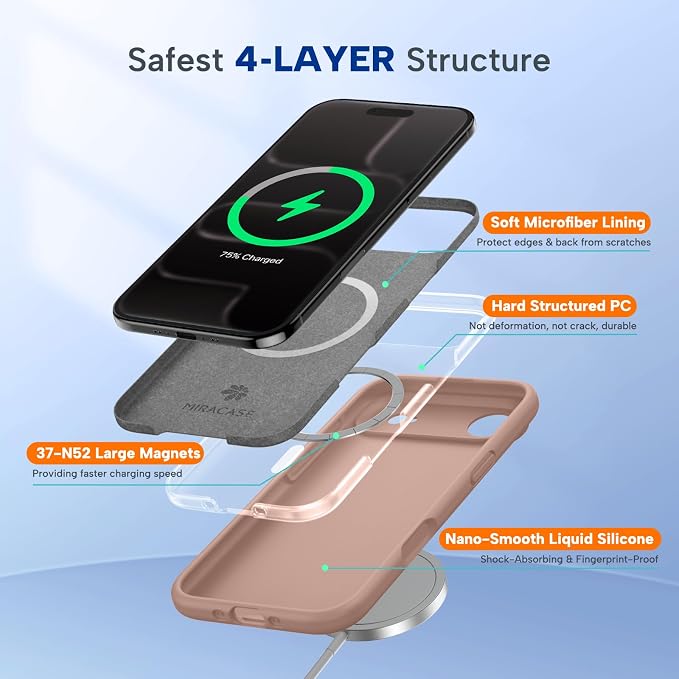 Miracase Magnetic for iPhone Air Case, Silicone, Chocolate | Compatible with MagSafe, Soft Microfiber Lining,Silicone Shockproof Drop Protection Phone Case for 17 Air - Image 4