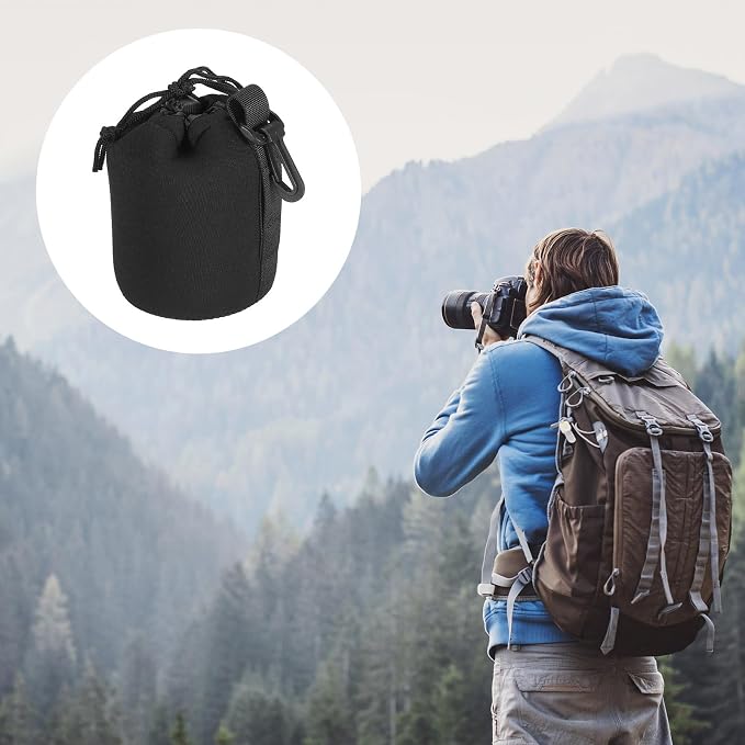 PATIKIL Camera Lens Bag, 2 Pcs 3.3" IDx5.5 H Drawstring Lens Pouch with Thick Protective Neoprene, Lens Case for DSLR Camera Lens, Water Coffee Cups Black - Image 7