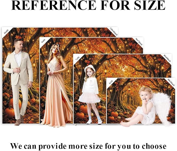 Fall Forest Photo Backdrop 12x8ft Autumn Garden Backdrop for Photography Fall Pumpkin Maple Wonderland Floral Background for Photoshoot Thanksgiving Birthday Photo Booth Props Vinyl - Image 7