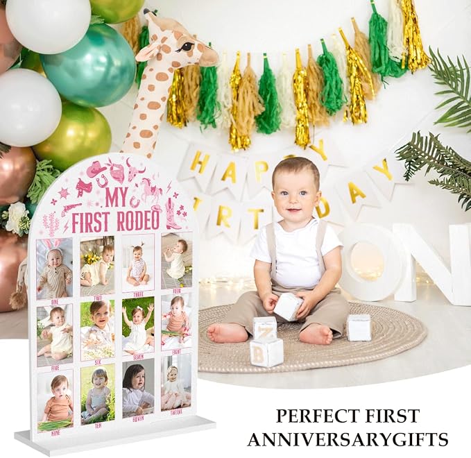 My First Year Photo Board Baby Milestone Signs One Year of Baby Photo Board, Best Babies Keepsake 10x14 Inches Acrylic Sign Decor Fits 2" x 3" Photo A09 - Image 3
