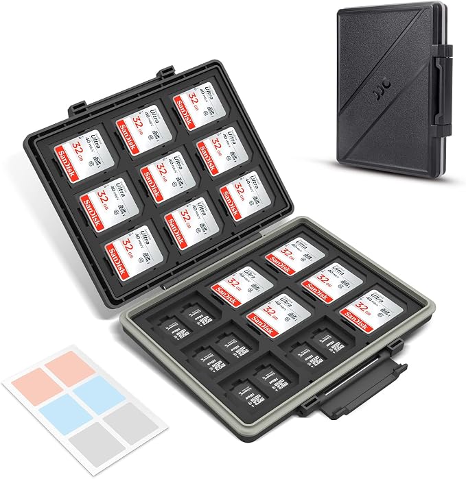 [High Capacity] 54 Slots Memory Card Case for 36 Micro SD and 18 SD Cards with Labels,Water-Resistant Anti-Shock Anti-Dust,Micro SD/SDHC/SDXC TF Card and SDHC/SDXC Holder Organizer Storage by JJC