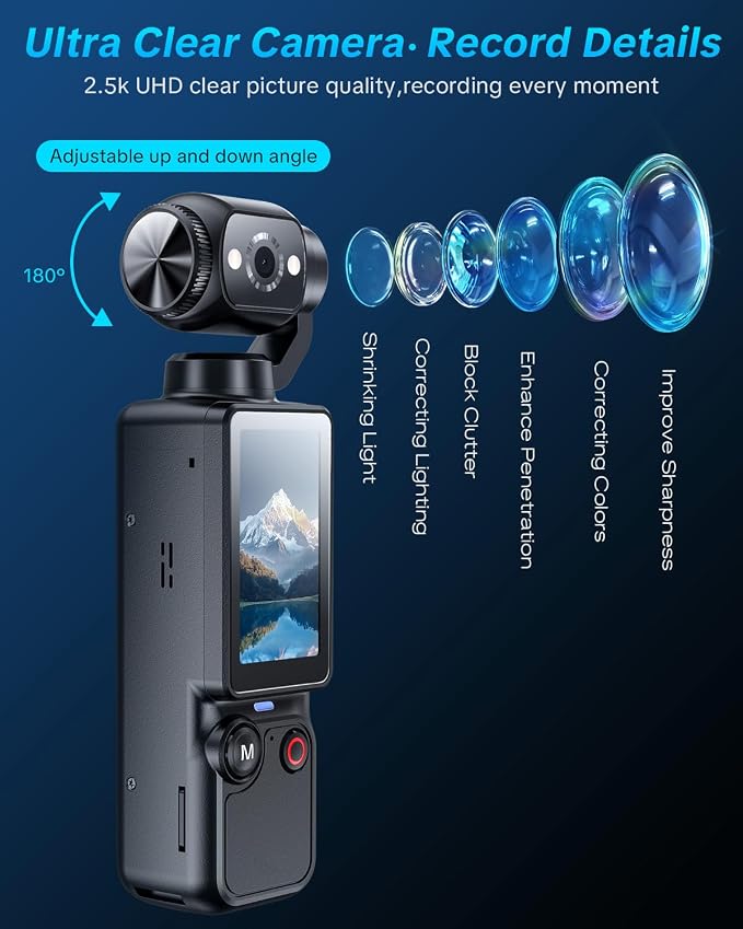 Vlogging Camera, Mini Camcorder, Portable Handheld Video Camera | Mini camcorder with 180° rotating lens, 7-hour battery, 32GB card, one-button recording for travel and daily moments - Image 6