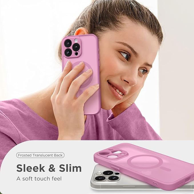 CAPRARO for iPhone 13 Pro Max Case, Compatible with MagSafe | Upgraded [Full Camera Protection] Shockproof Protective Slim Translucent Matte Magnetic Phone Case 6.7'', Grape Purple - Image 7