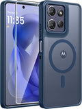 FNTCASE for Motorola Moto G Power 2026/2025 Case, Screen Protector, Blue | Translucent Matte Magnetic Back, 14FT Military Grade Drop Protection, Shockproof Protective Phone Cover by FNTCASE