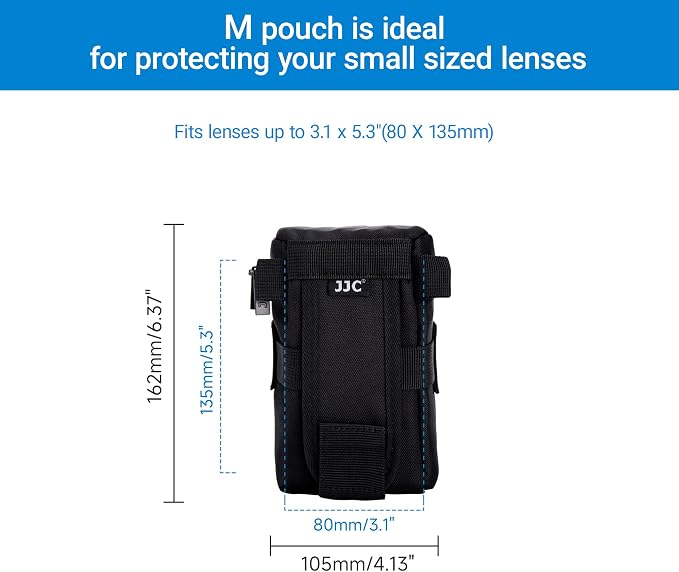 JJC Camera Lens Case for Fuji XF 56mm XF 55-200mm NIKKOR 55-200mm Lens | Fits lens 3.1 x 5.3", for Canon EF 16-35mm, EF 28-200mm, 17-85mm for AF-S NIKKOR 18-300mm, 55-200mm, 18-105mm, 18-200mm - Image 3