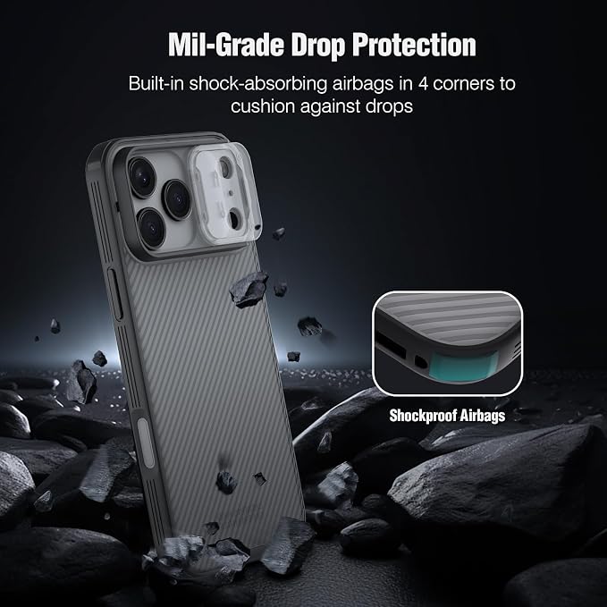 Nillkin Camshield Case for iPhone 17 Pro Max Case, [Built-in Dual Camera Cover][Slim Profile] [Military Grade Drop Protection] Shockproof Bumper Phone Case 6.9 inch 2025 Clear Black - Image 4