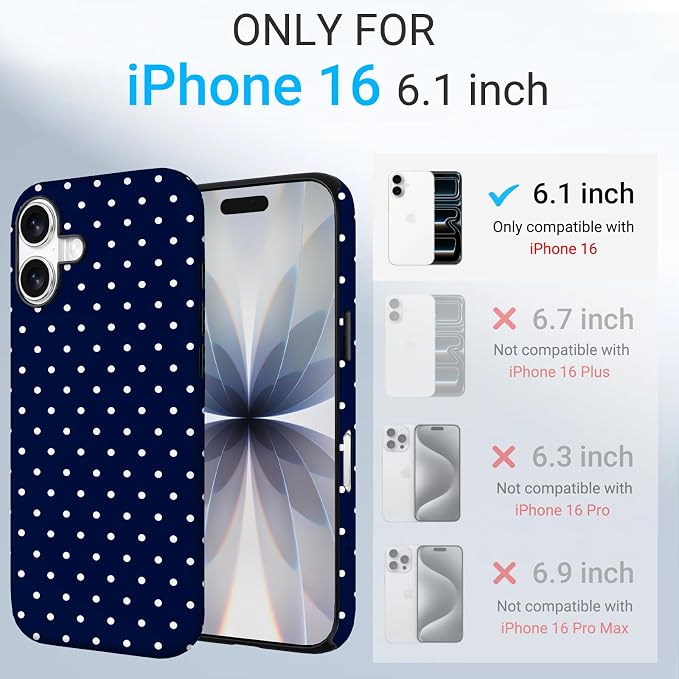TPU Phone Case for iPhone 16, MagSafe Wireless Charging Compatible, Shockproof Slim Fit Protective Cover with Anti-Yellowing & Raised Camera Protection (Polka dot 7, iPhone 16) - Image 2