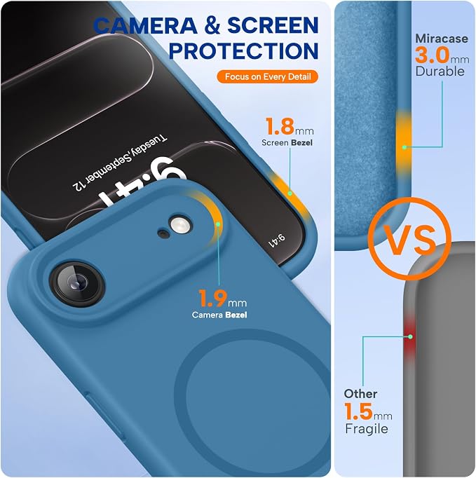 Miracase Magnetic for iPhone Air Case, Silicone, Capri Blue | Compatible with MagSafe, Soft Microfiber Lining,Silicone Shockproof Drop Protection Phone Case for 17 Air - Image 2