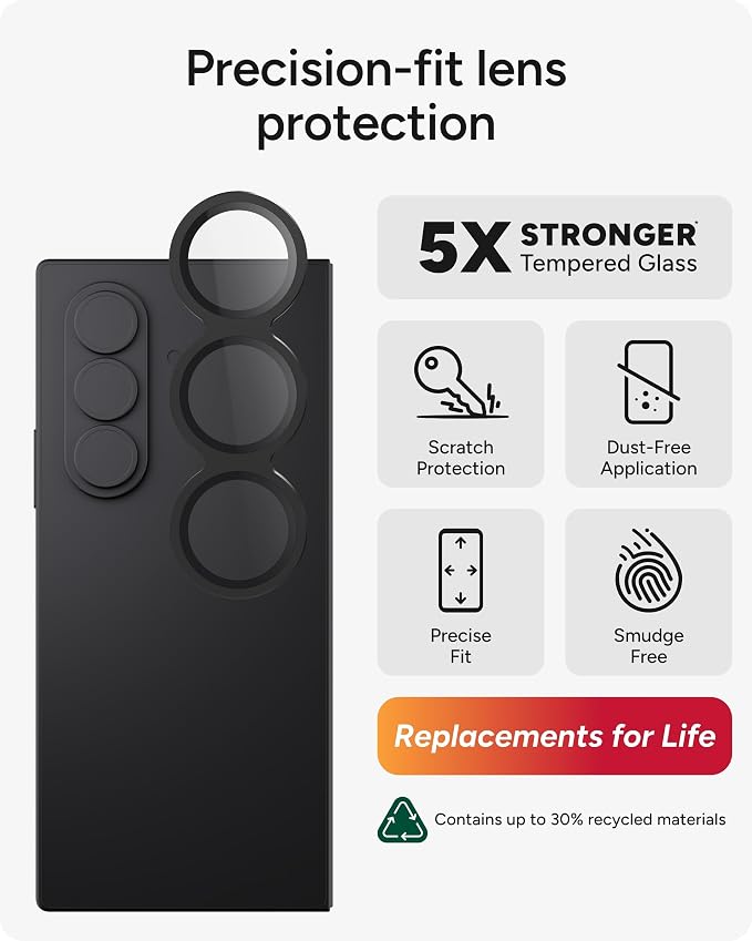 ZAGG Glass Elite Anti-Reflective Samsung Galaxy Z Fold7 Camera Lens Protector – Anti-Glare Technology, Maximum Impact & Scratch Resistance, InvisibleShield, Smudge-Free Surface, Recycled Materials - Image 2