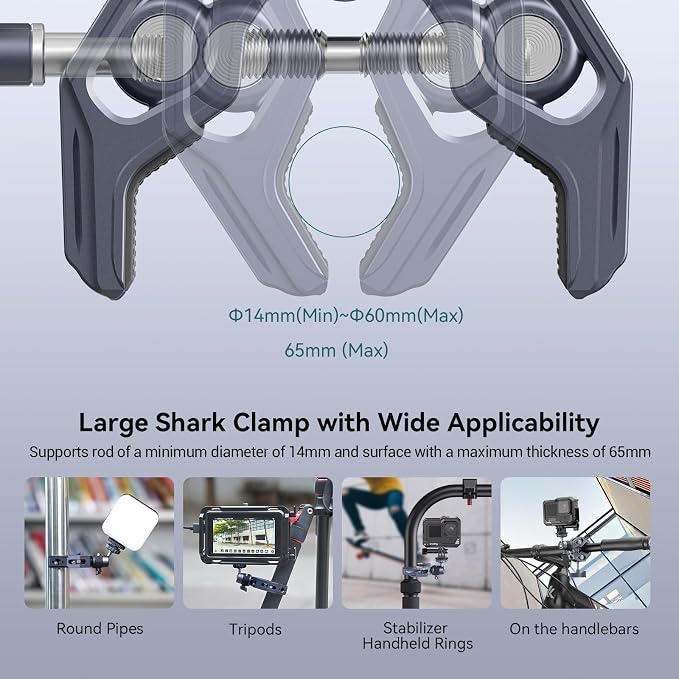 SMALLRIG Camera Mount Clamp, Gopro Motorcycle and Bike Handlebar Mount Kit, Super Clamp for DSLR, Action Camera, Gopro, Insta360, LED Light, Monitor, Max Load 3.5KG - Image 3