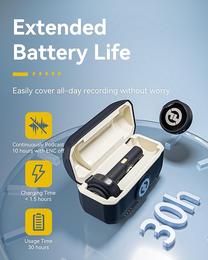 Hollyland Lark M2 Wireless Microphone for iPhone14 & Below, Mini Magnetic Microphone, 300m Range, Hi-Fi Audio, Noise Cancelling, 30h Use, Video Recording (2TX + Lightning RX + Charging Case) | Video Recording (2TX+Lightning RX+Charging Case), Receiver ... - Image 7