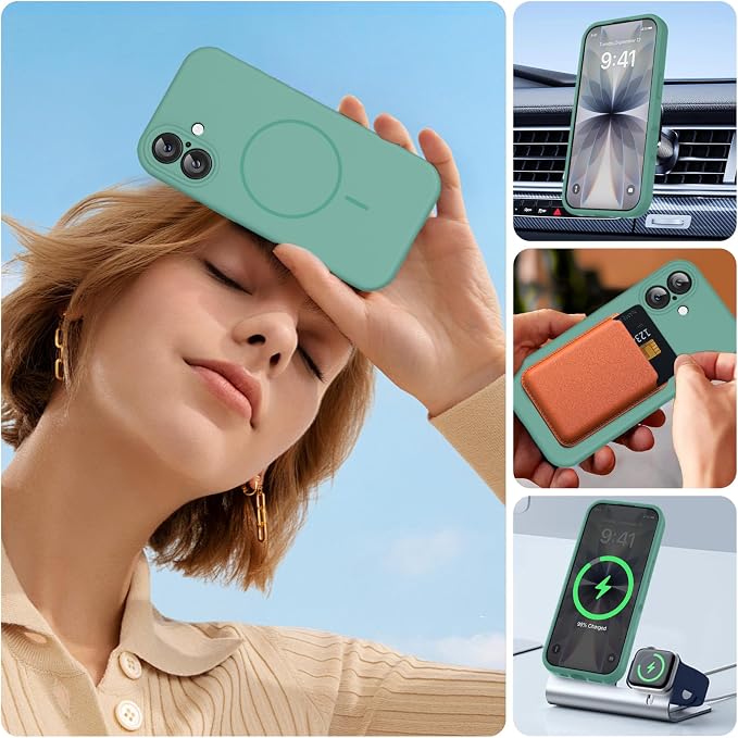 Miracase Silicone & Magnetic for iPhone 17 Case, Midnight Green | Compatible with MagSafe, Silicone Camera Control Cover, Soft Microfiber Lining, Shockproof Drop Protection Phone Case for 17 - Image 6